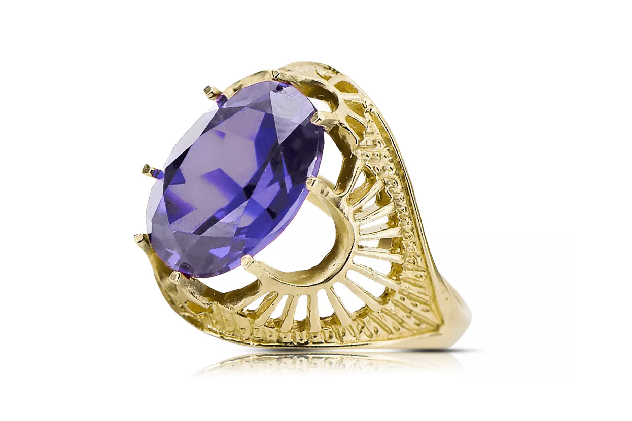 Ring Vintage craft Alexandrite 14K Yellow gold vrc003y